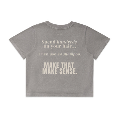 "Make That Make Sense" Crop Tee - Cream Print Thumbnail