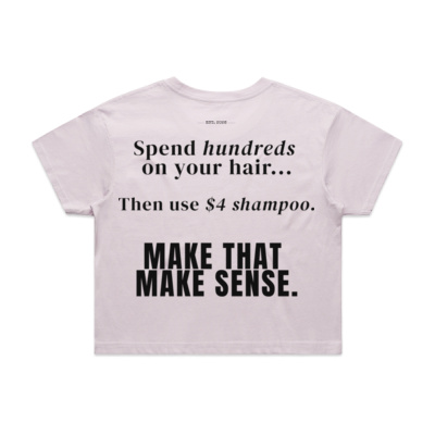 "Make That Make Sense' Crop Tee - Black Print Thumbnail