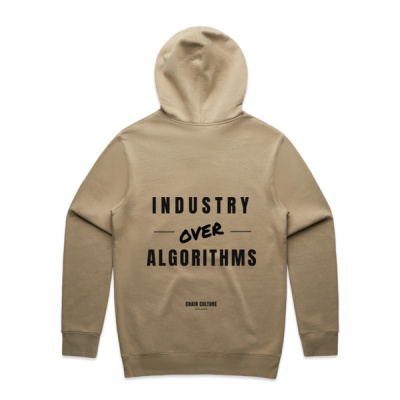 "Industry Over Algorithms." Oversized Hoodie - Black Print Thumbnail