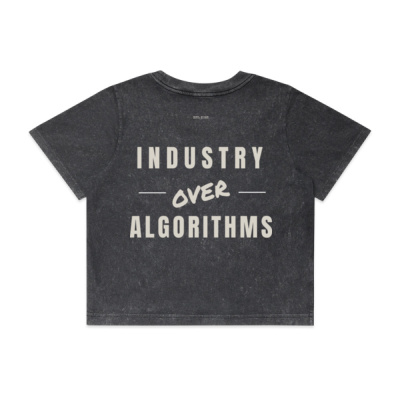 "Industry Over Algorithms" Crop Tee - Cream Print Thumbnail