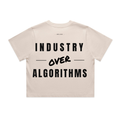 "Industry Over Algorithms" Crop tee - Black Print Thumbnail